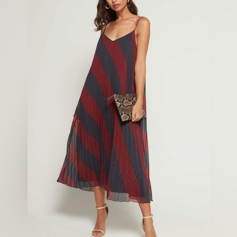 Tommy Icons Chiffon Slip Dress 6 Rugby Stripe Pleats Heritage Sweetheart Classic